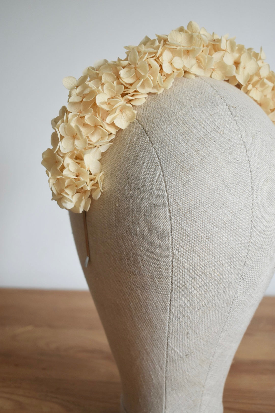Hydrangea headband in champagne