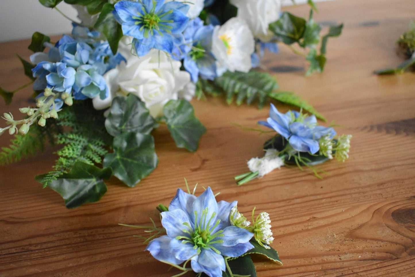 Blue nigella button hole