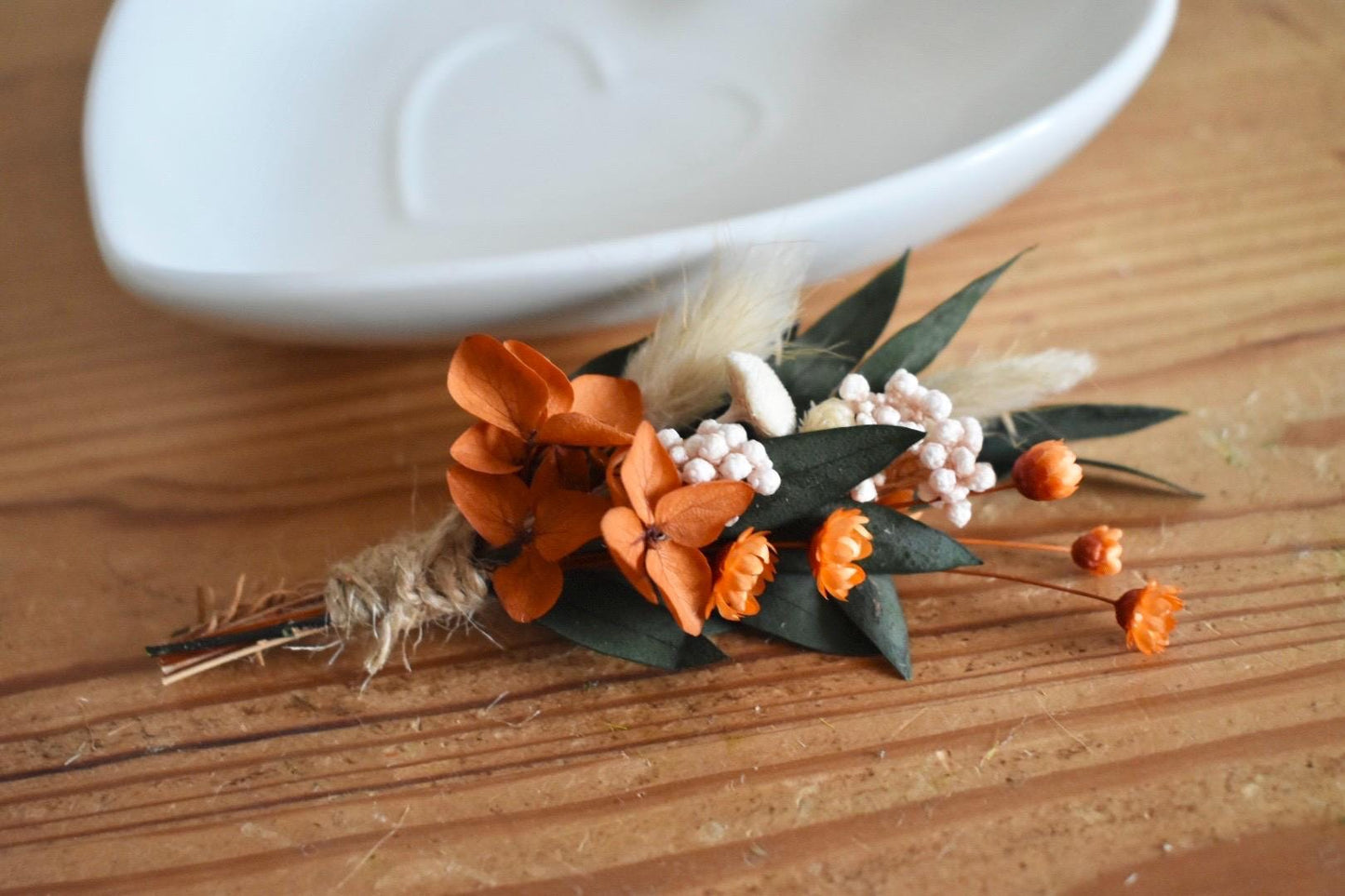 Orange hydrangea boutonniere