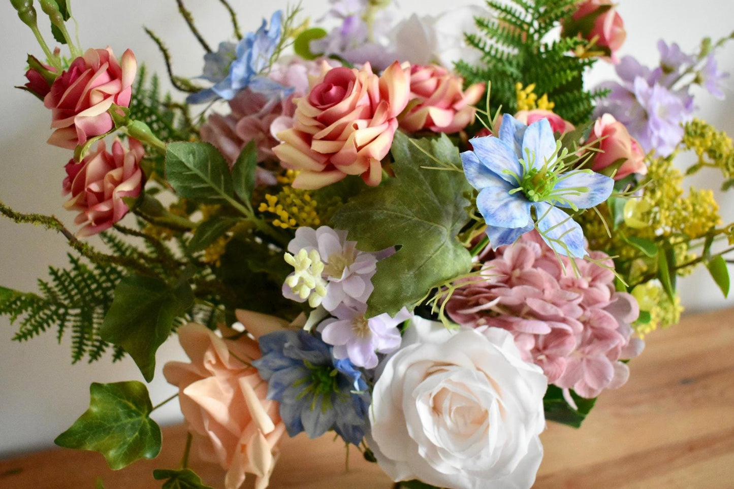 Whimsical woodland garden wedding bouquet