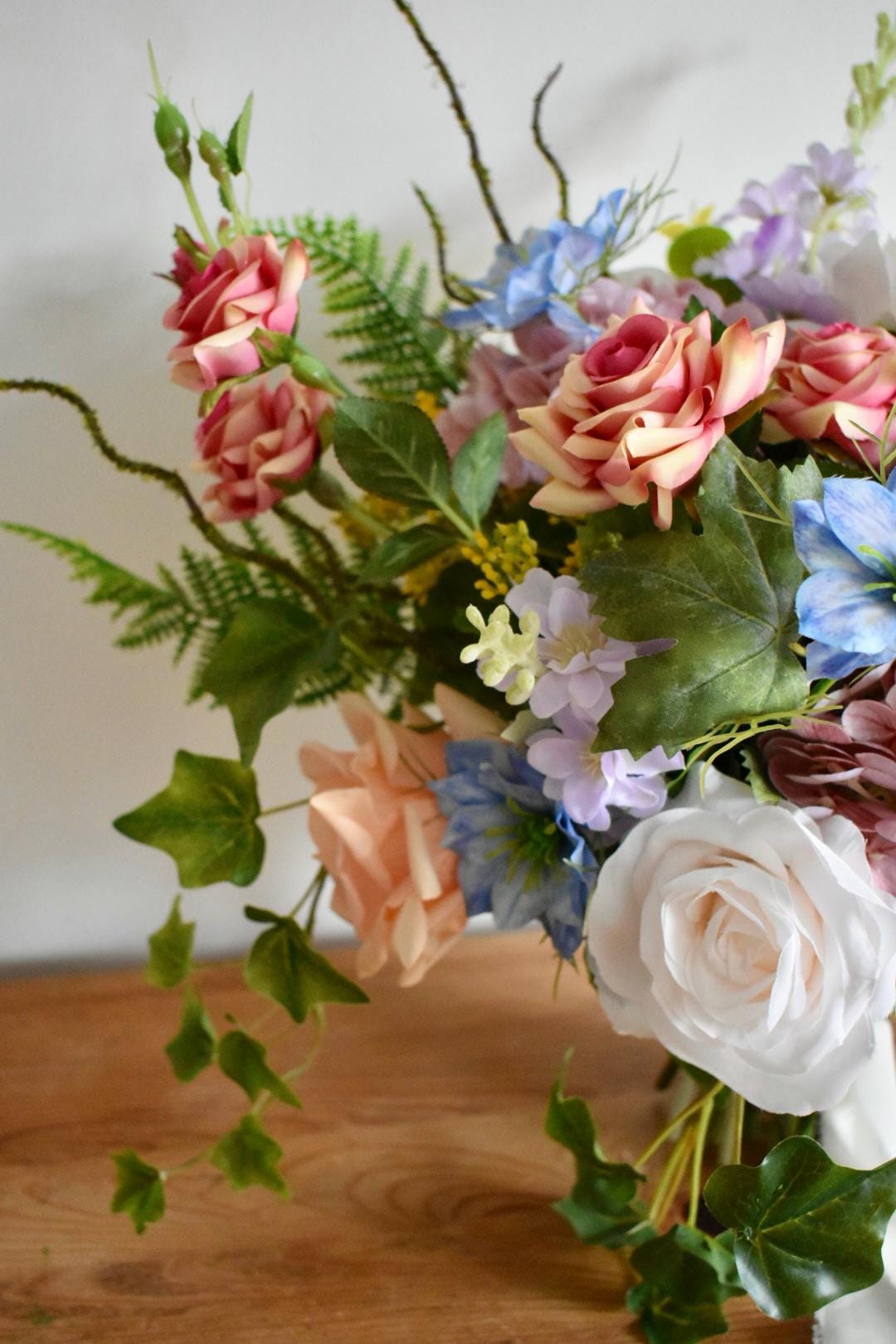 Whimsical woodland garden wedding bouquet