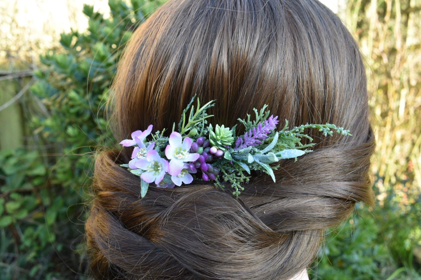 Pink wildflower hair piece