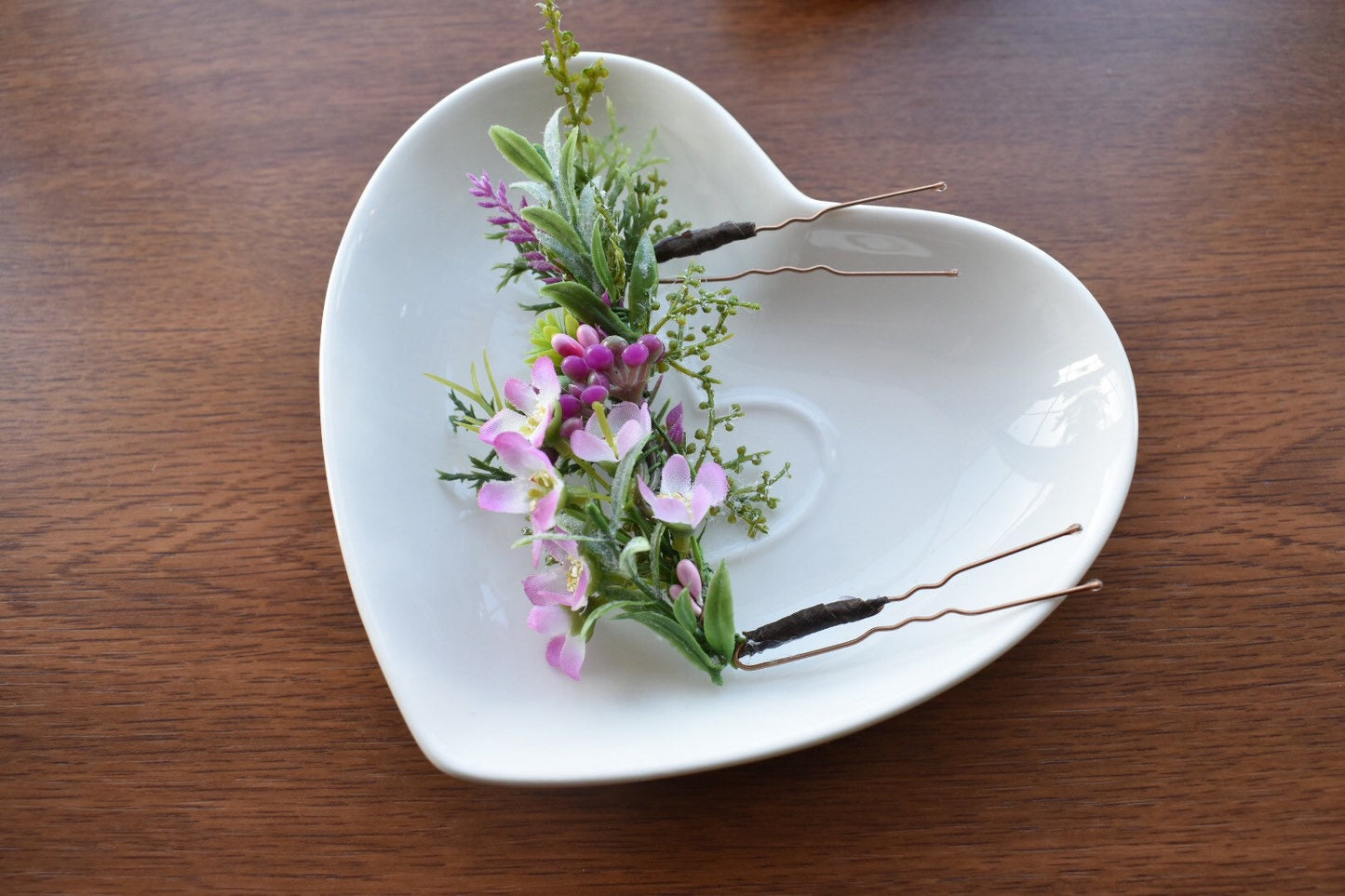 Pink wildflower hair piece