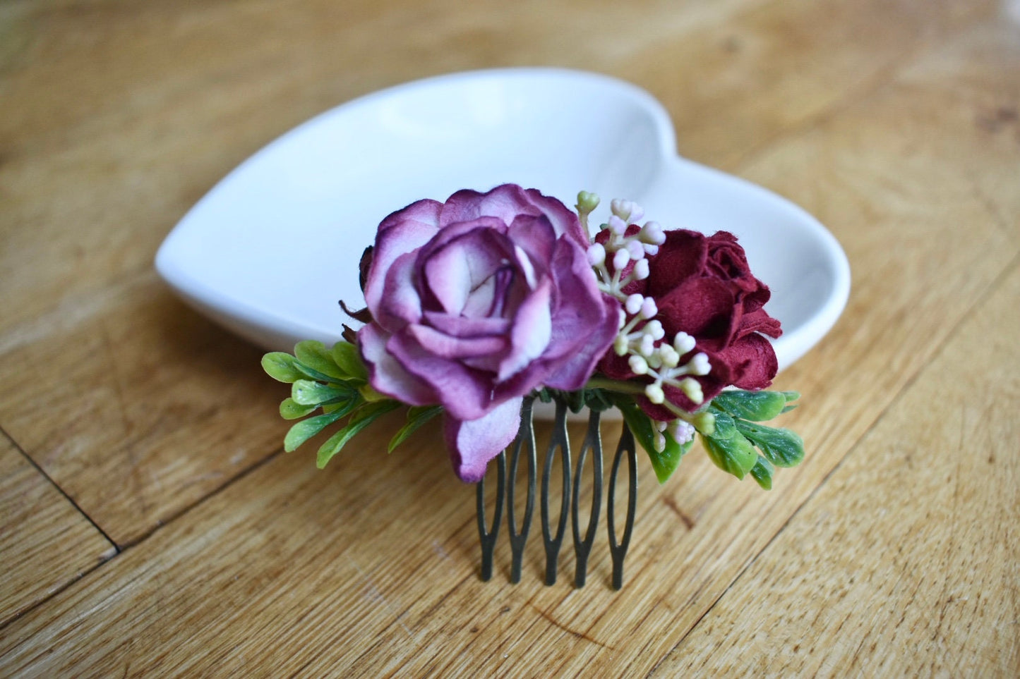 Burgundy rose comb