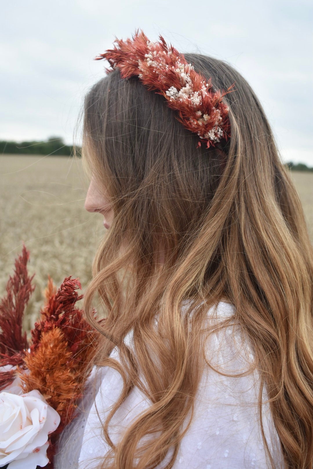 Pampas headband in red