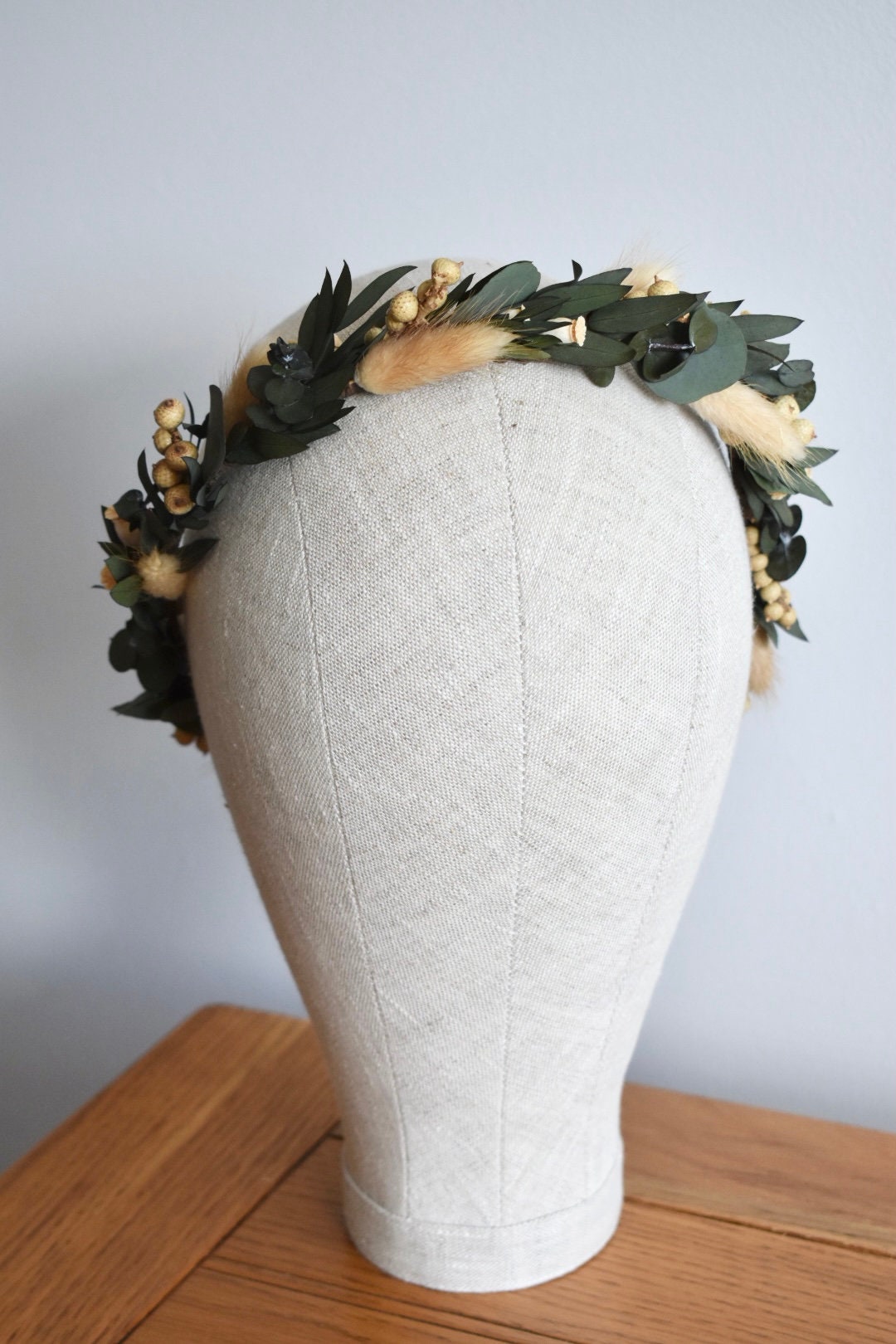 Eucalyptus and bunny tail crown