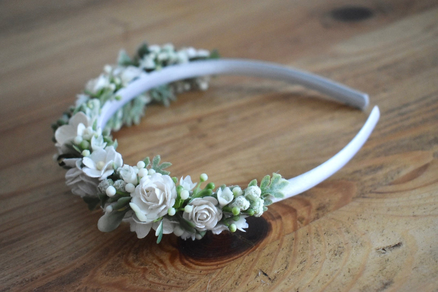 White rose headband