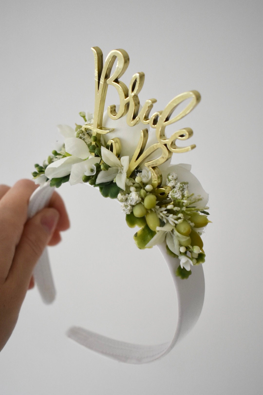 Bride to be headband in white