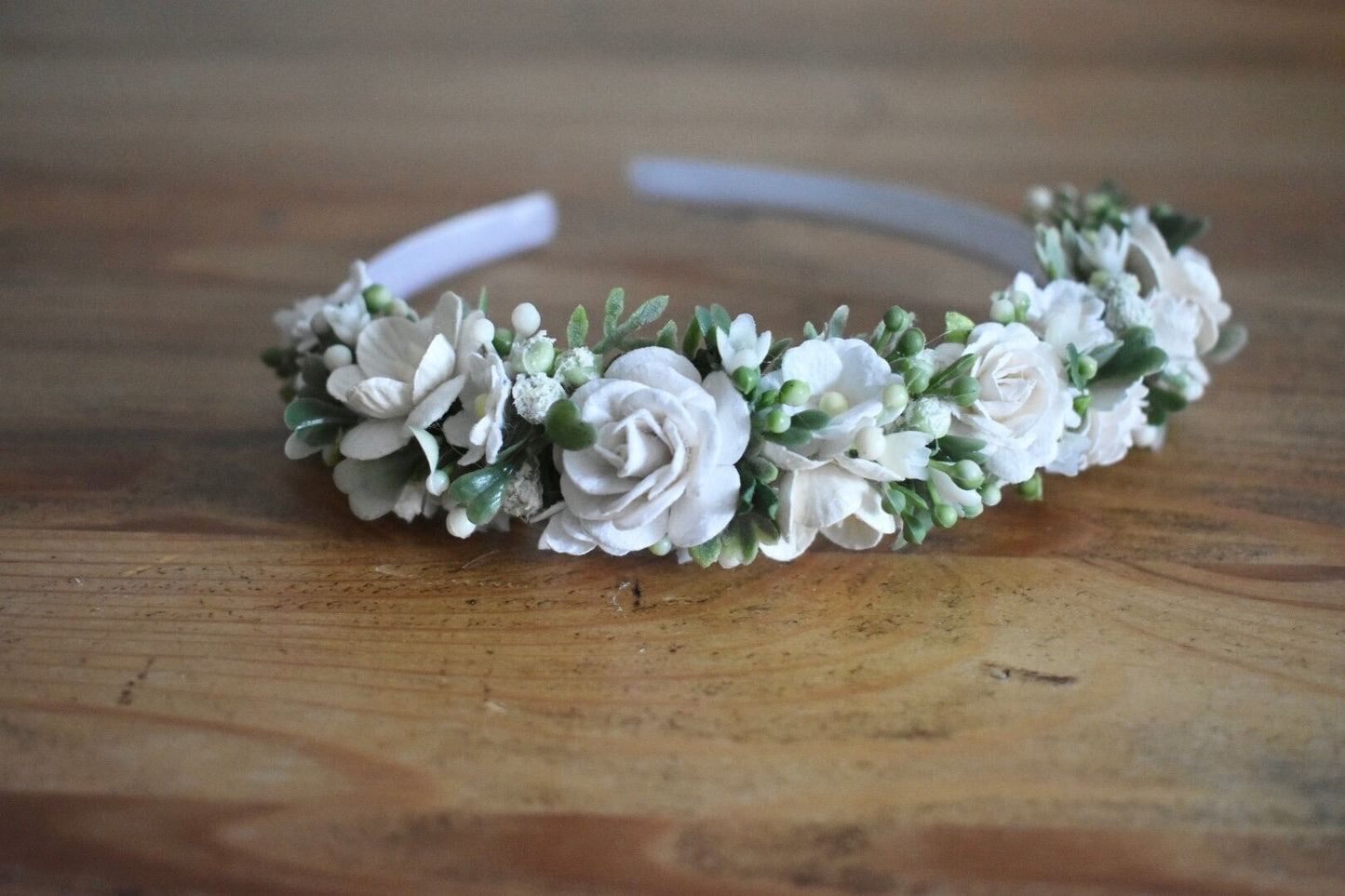 White rose headband