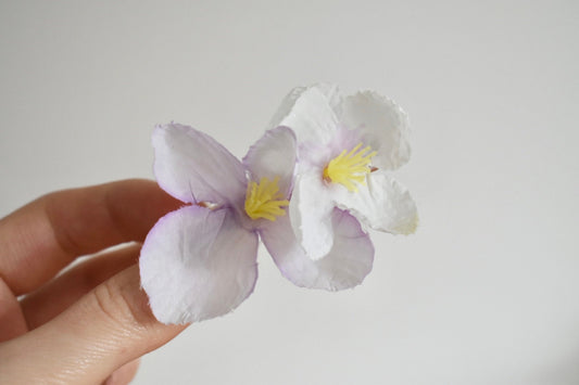 Purple blossom hair clip