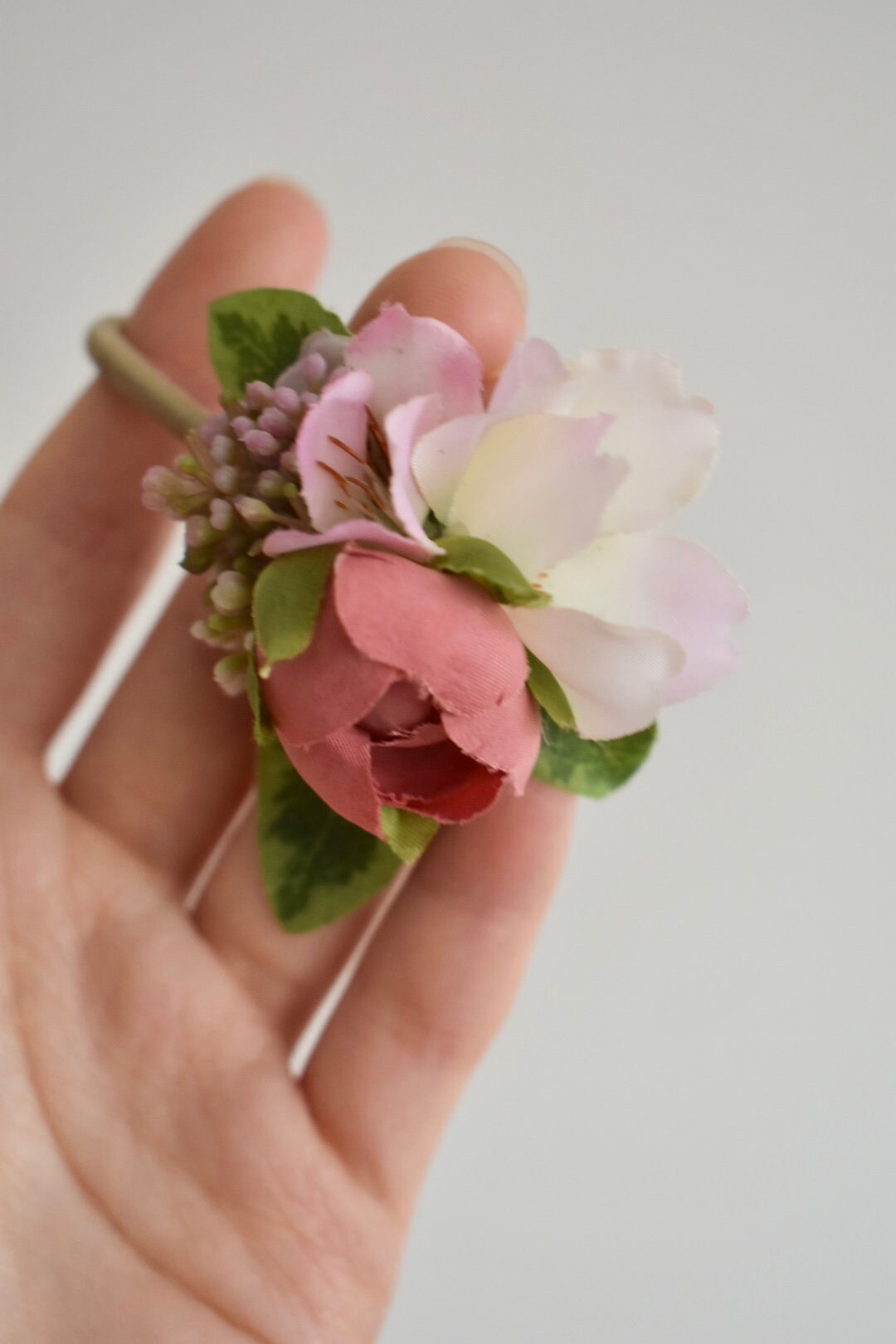 Pink blossom hair tie