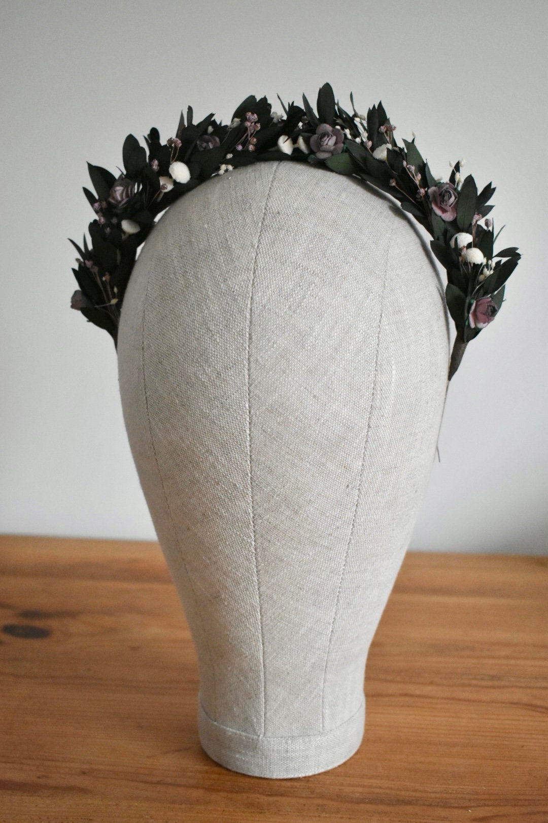 Purple rose and eucalyptus headband