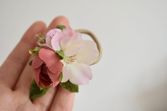Pink blossom hair tie