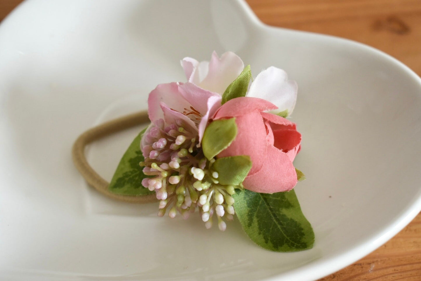 Pink blossom hair tie