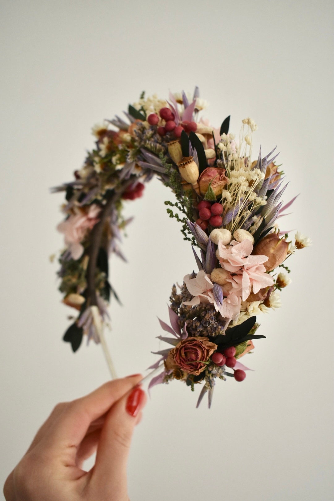 Mixed dried flower headband