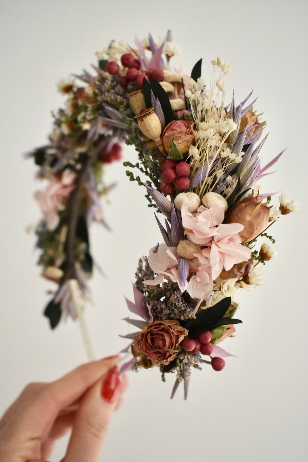 Mixed dried flower headband