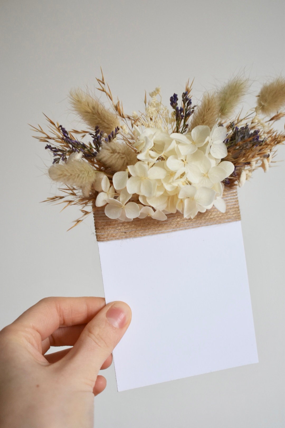 Boho pampas and hydrangea pocket boutonniere with purple