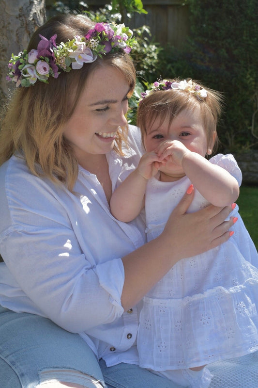 Floral crown in blush and plum