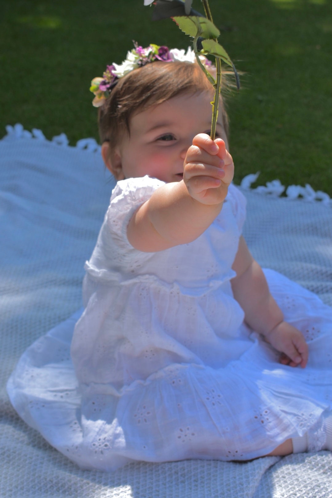 Baby headband in blush and plum