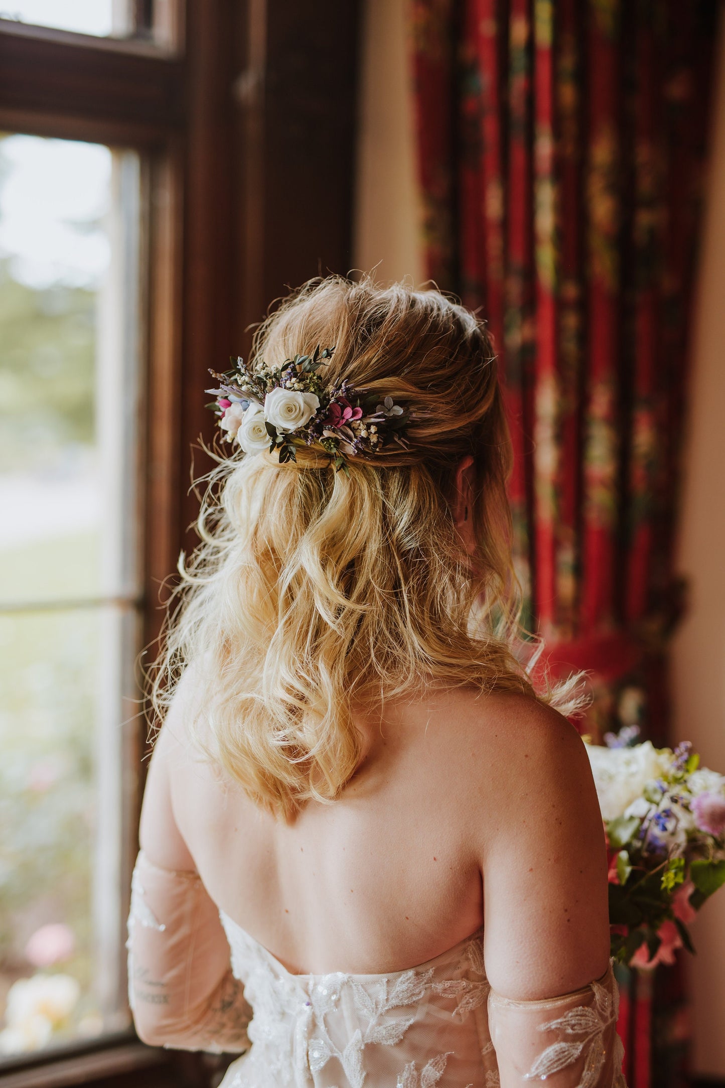 Large summer florals hair comb