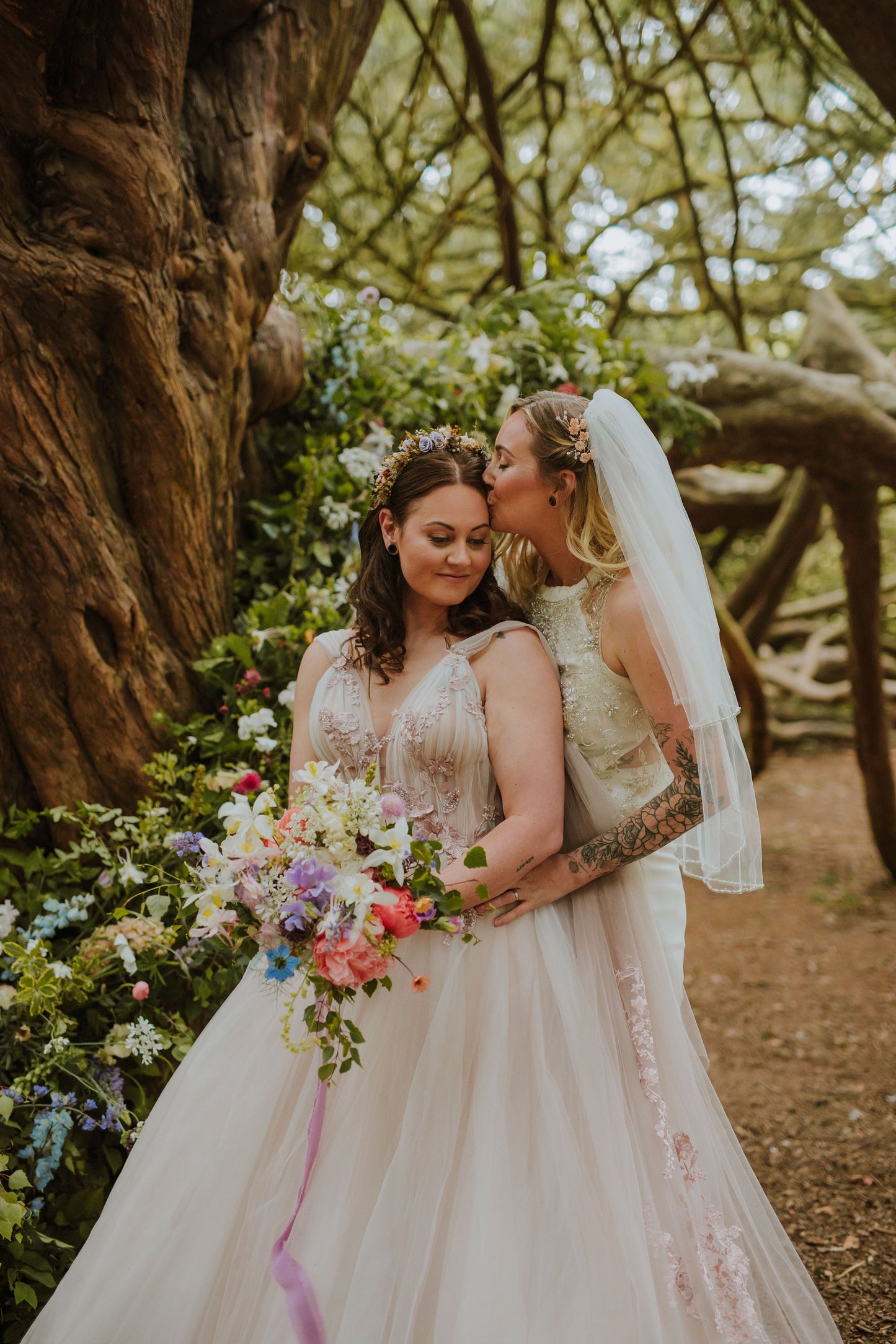 Mixed flower and pampas headband