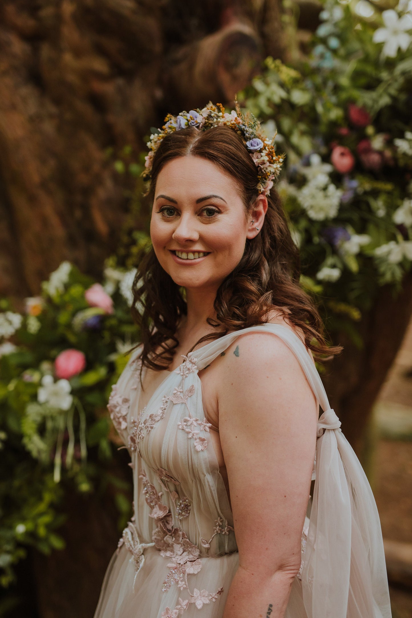 Mixed flower and pampas headband