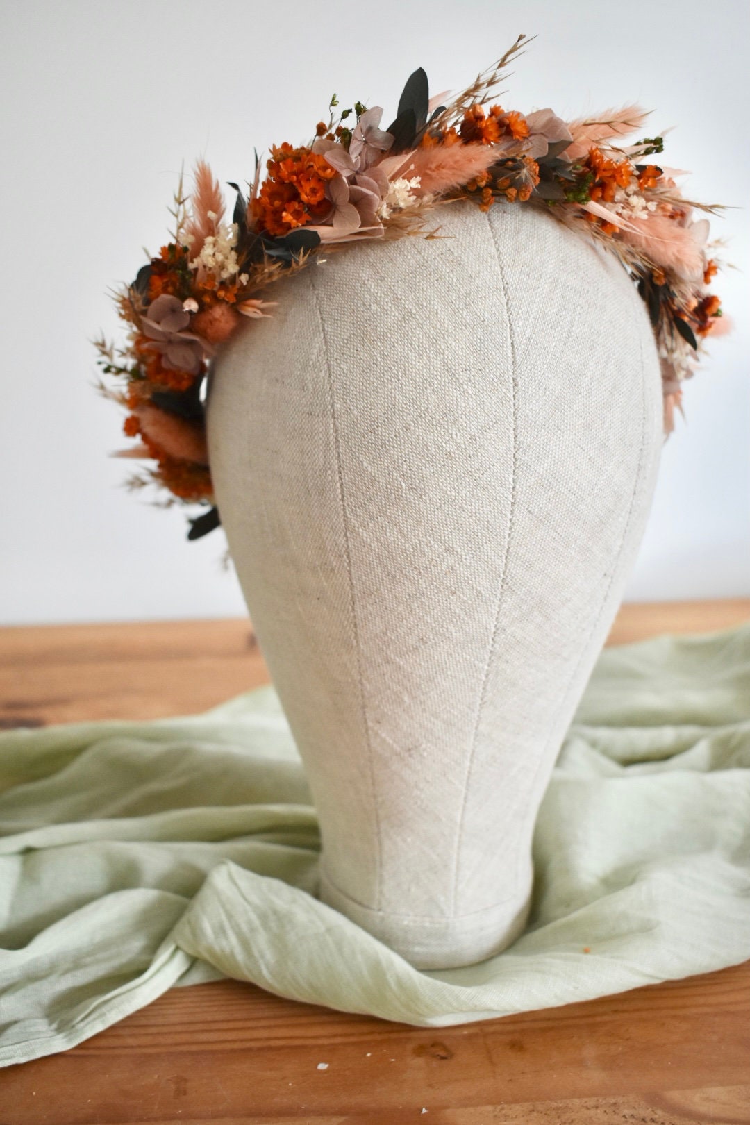 Nude and orange floral crown