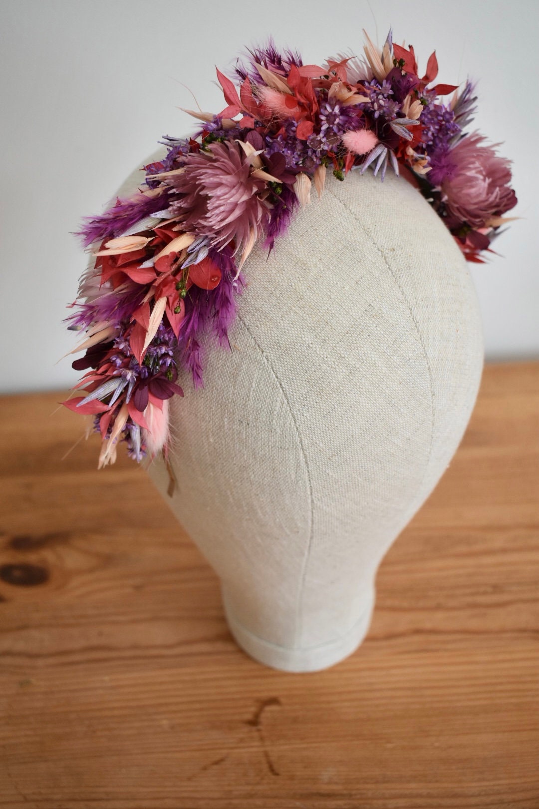 Purple, peach and pink statement headband