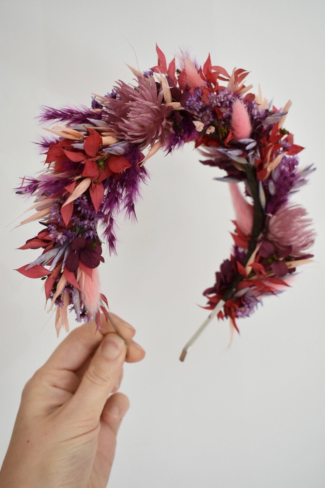 Purple, peach and pink statement headband