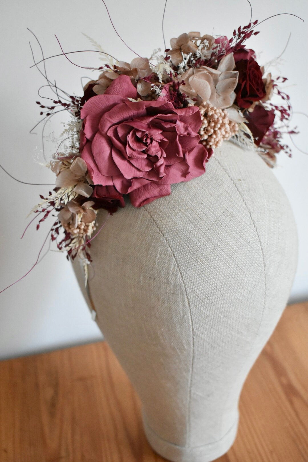 Nude, blush and red statement headband
