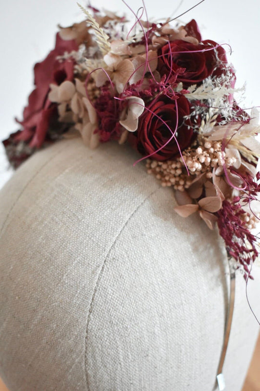 Nude, blush and red statement headband