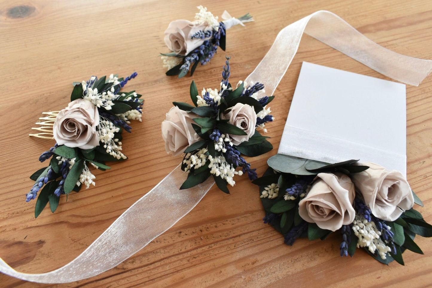 Lavender and rose boutonniere