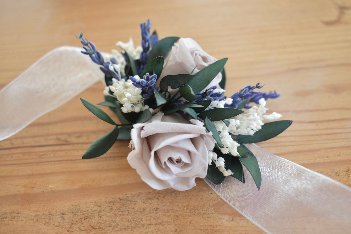 Lavender and rose wrist corsage