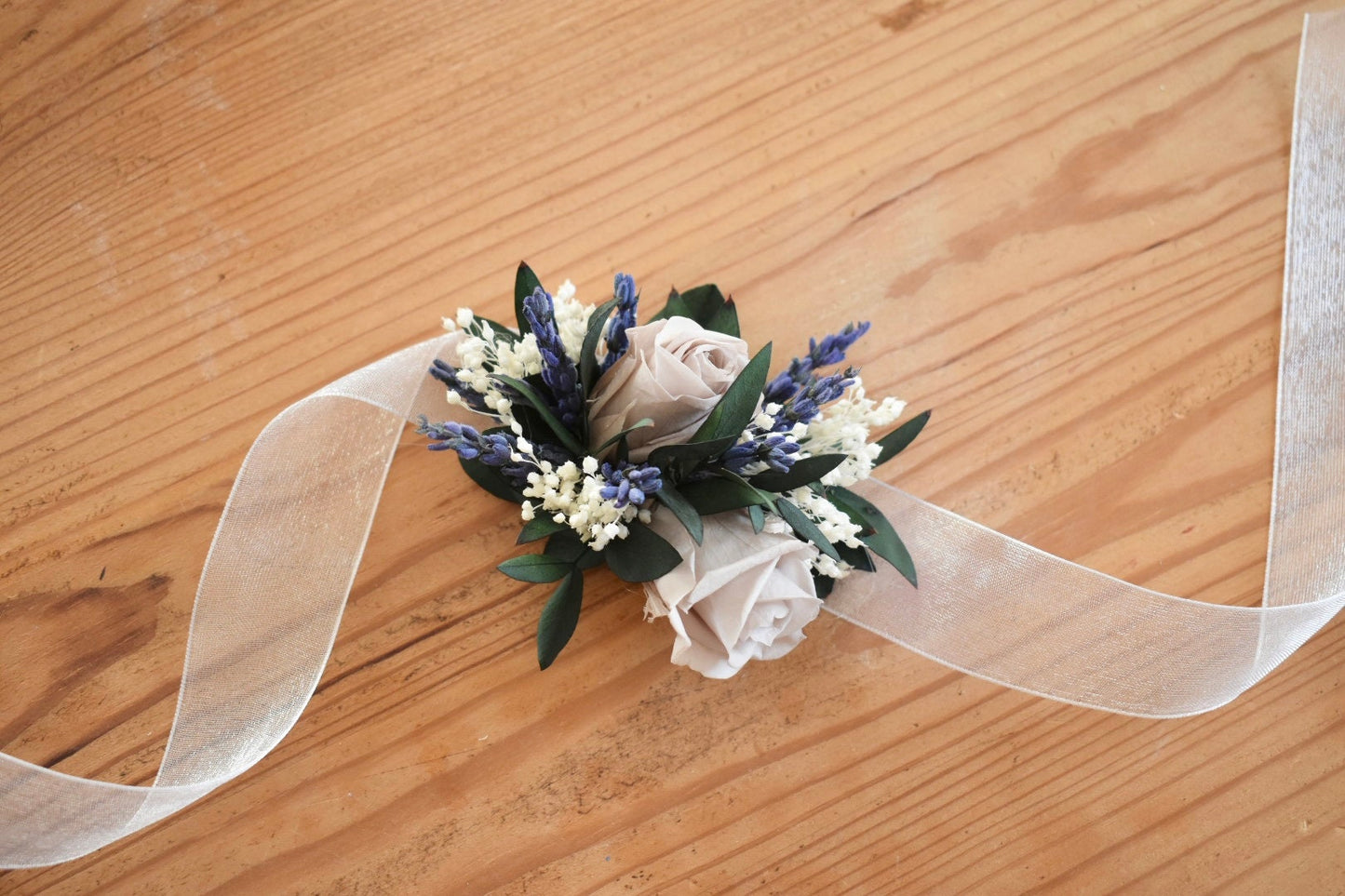 Lavender and rose wrist corsage