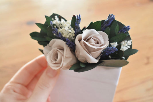 Lavender and rose pocket boutonniere