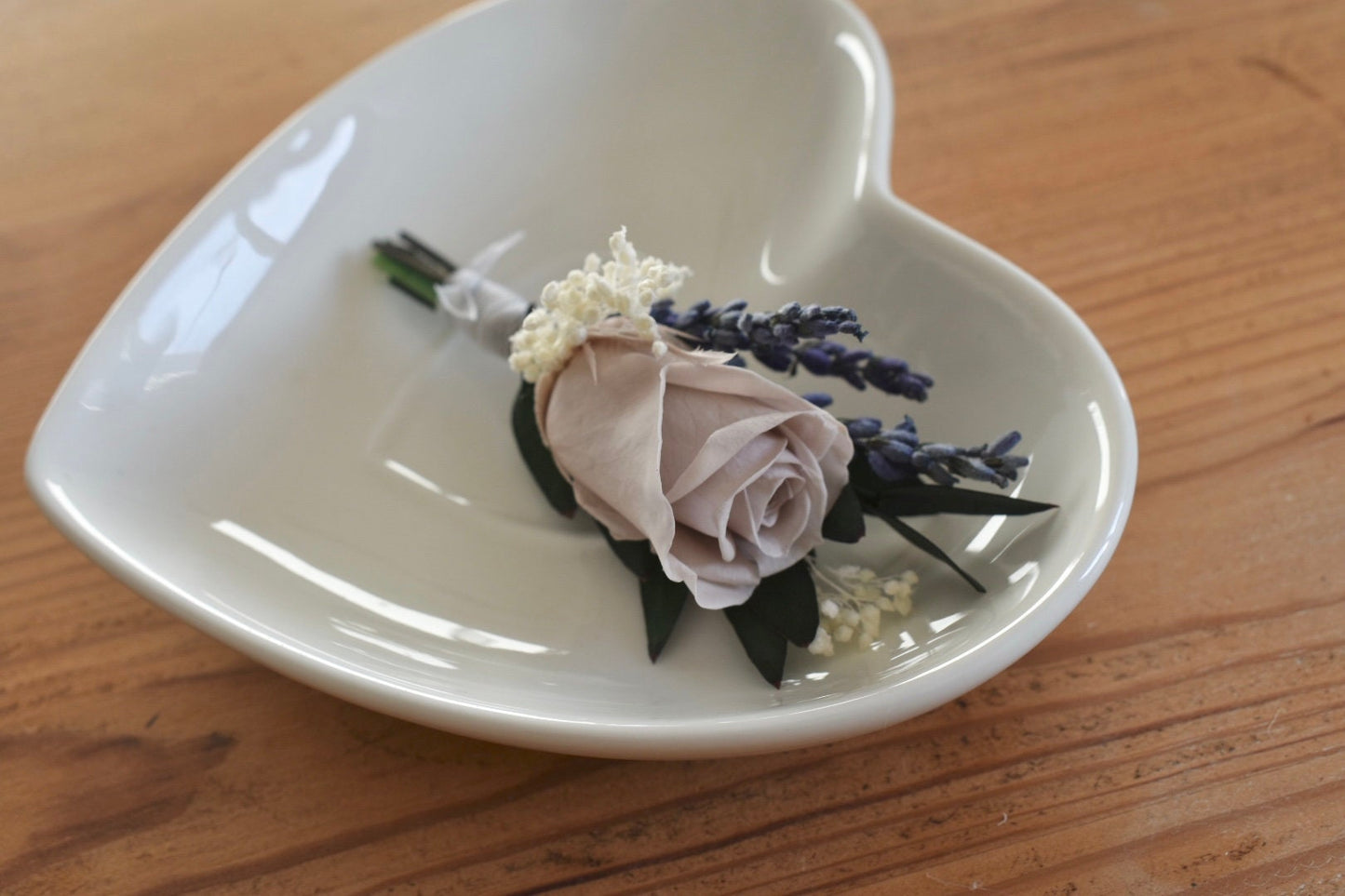 Lavender and rose boutonniere