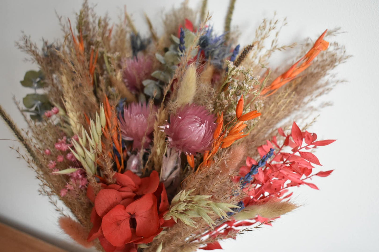Colourful dried flower bouquet