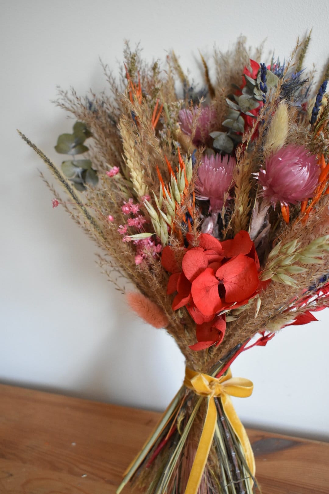 Colourful dried flower bouquet