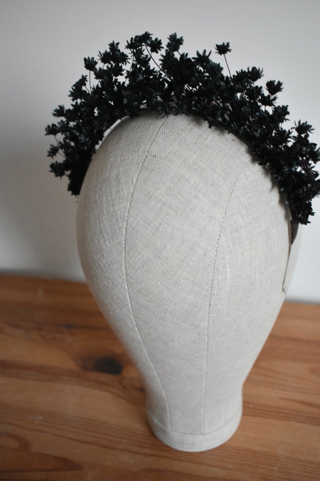 Black dried flower headband