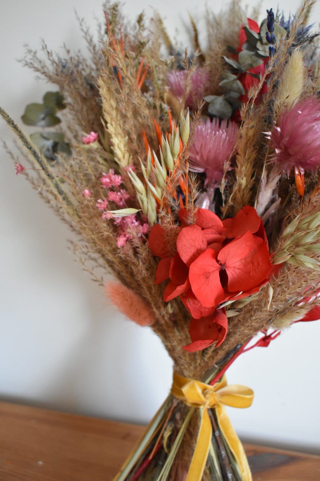 Colourful dried flower bouquet