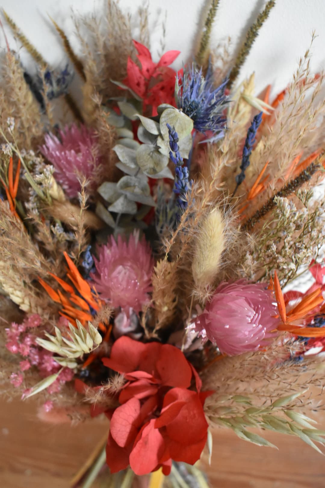 Colourful dried flower bouquet