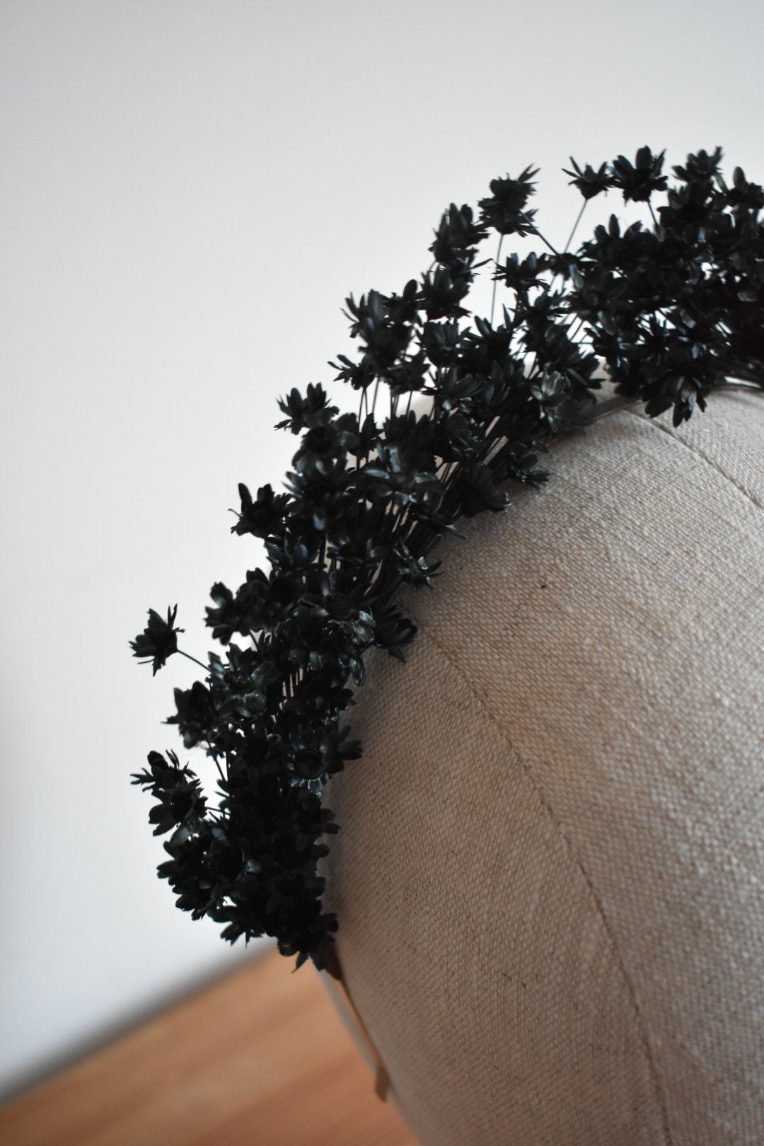 Black dried flower headband