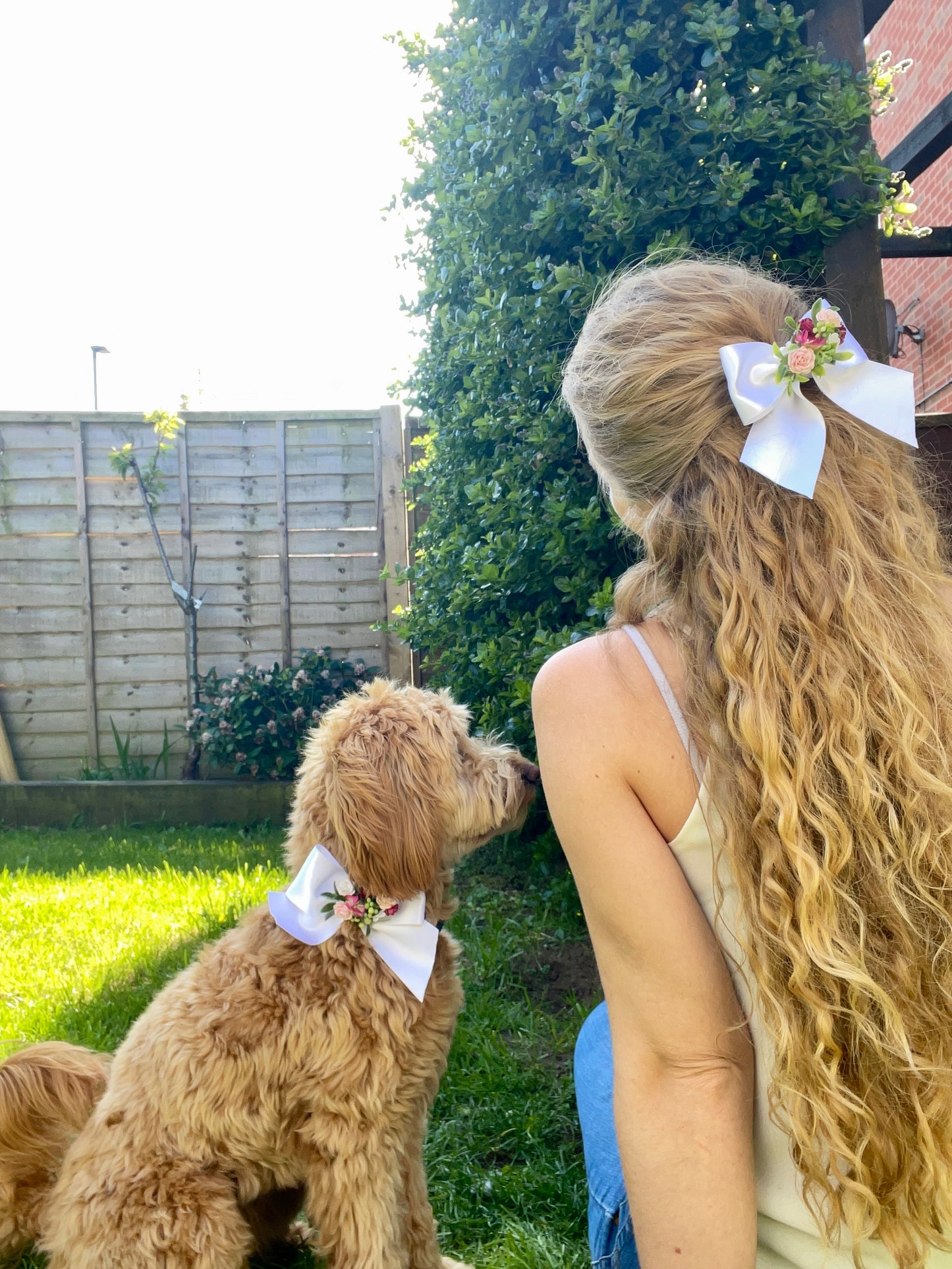 Pink floral bow hair clip