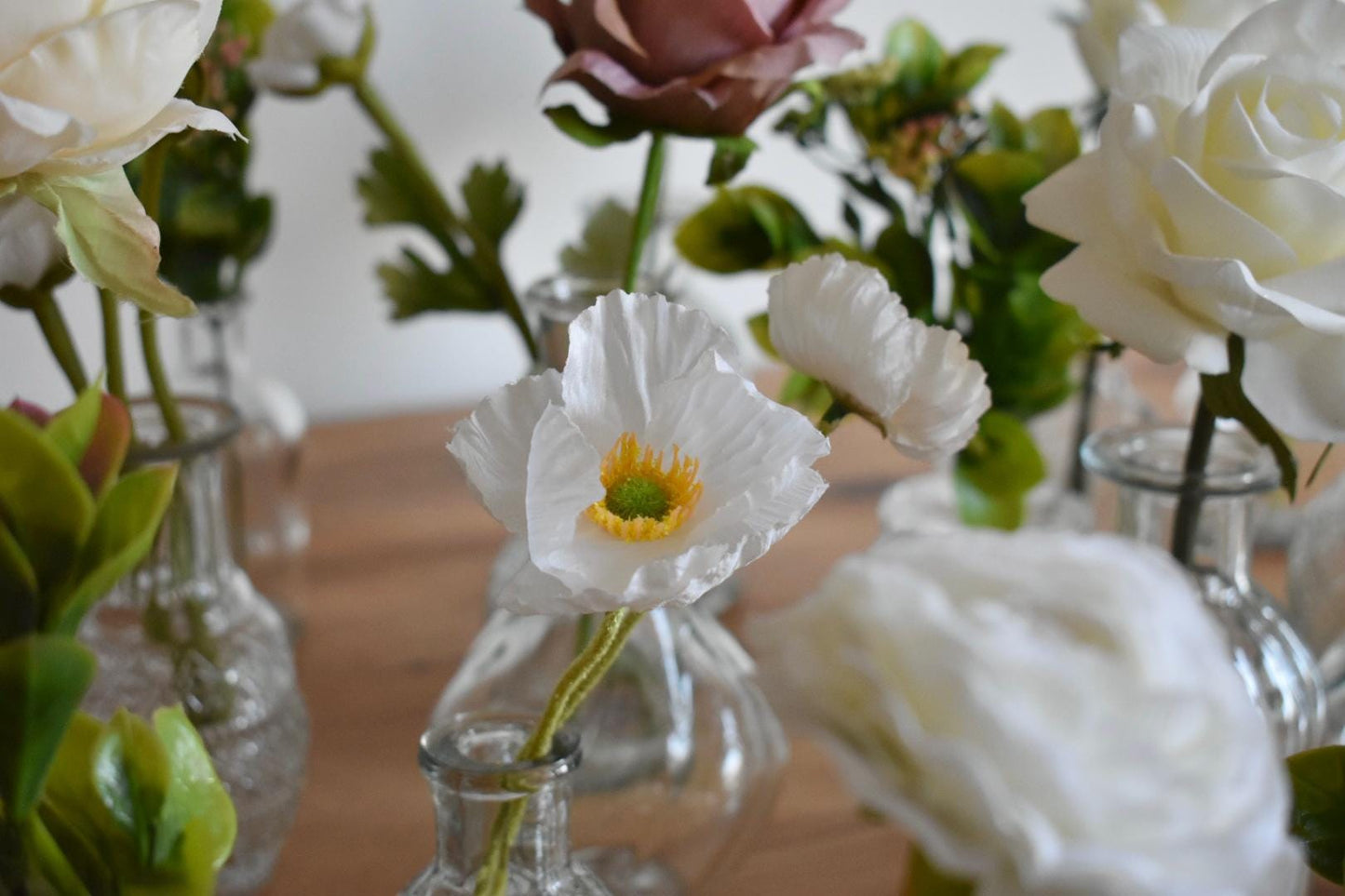 Flowers for bud vases in pink and  ivory