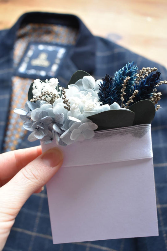 Blue pocket boutonniere