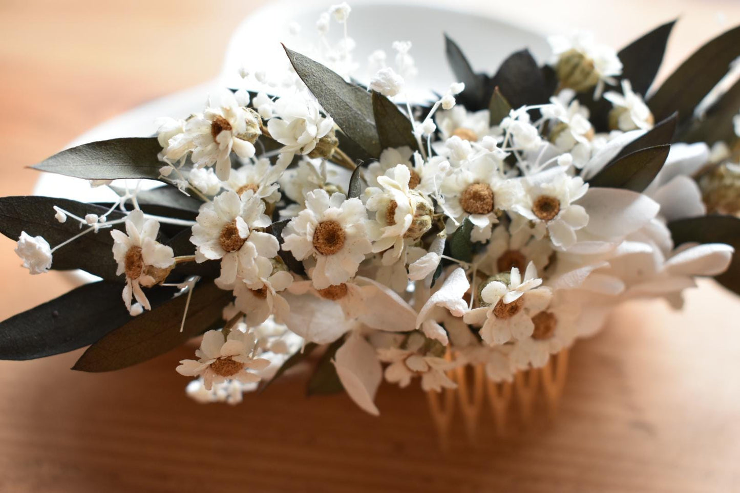 Daisy and eucalyptus comb