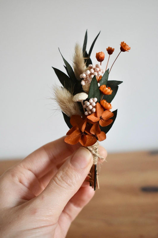 Orange hydrangea boutonniere
