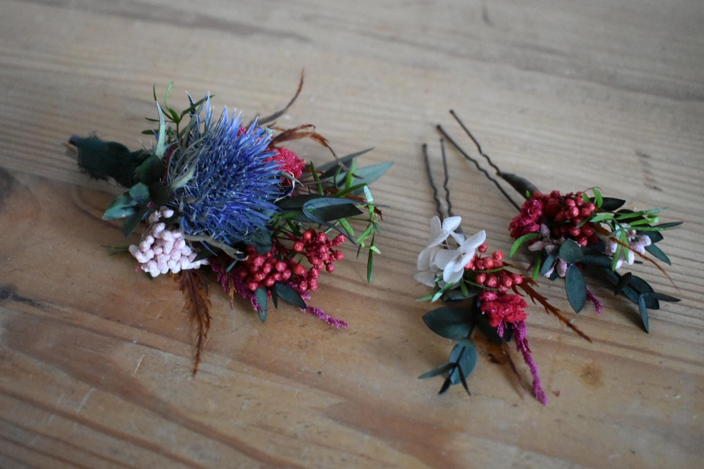 Large colourful winter boutonniere