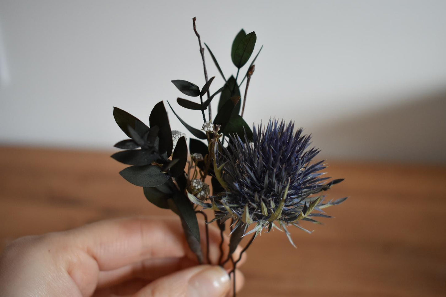 Thistle and foliage hair pins