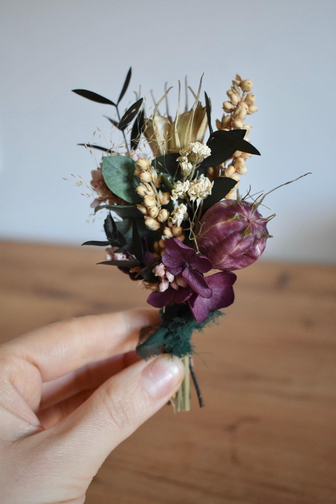 Deep purple boutonniere